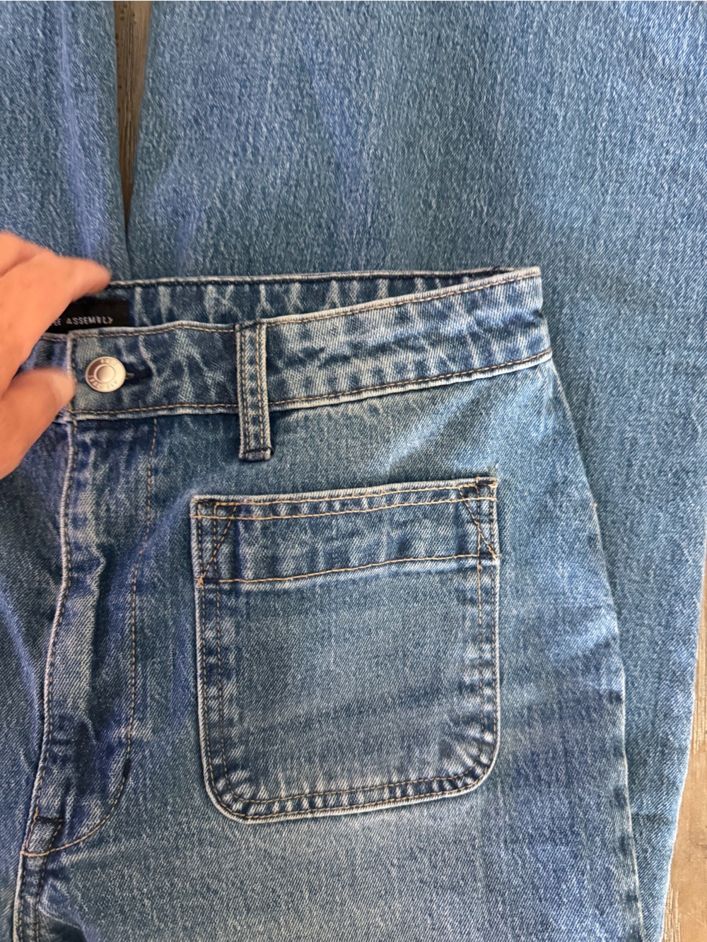 Free Assembly Blue Jeans with Patch Pockets - Picture 2 of 11